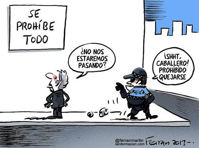 Cartoon by Ferran Martin @ferranmartin about the Spanish Citizen Safety Law for lainformacion.com 2013.