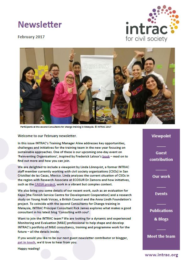 INTRAC Newsletter February 2017 cover