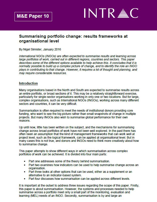 Summarising portfolio change cover